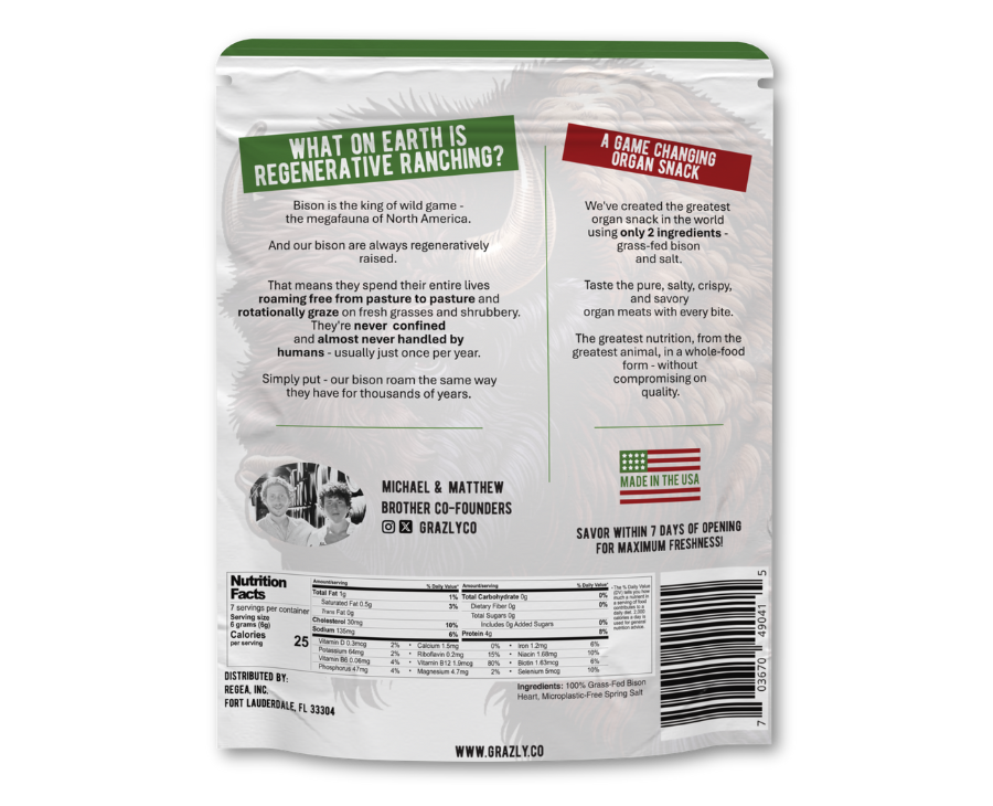 Bison Heart Crisps - 100% Grass-Fed/Finished