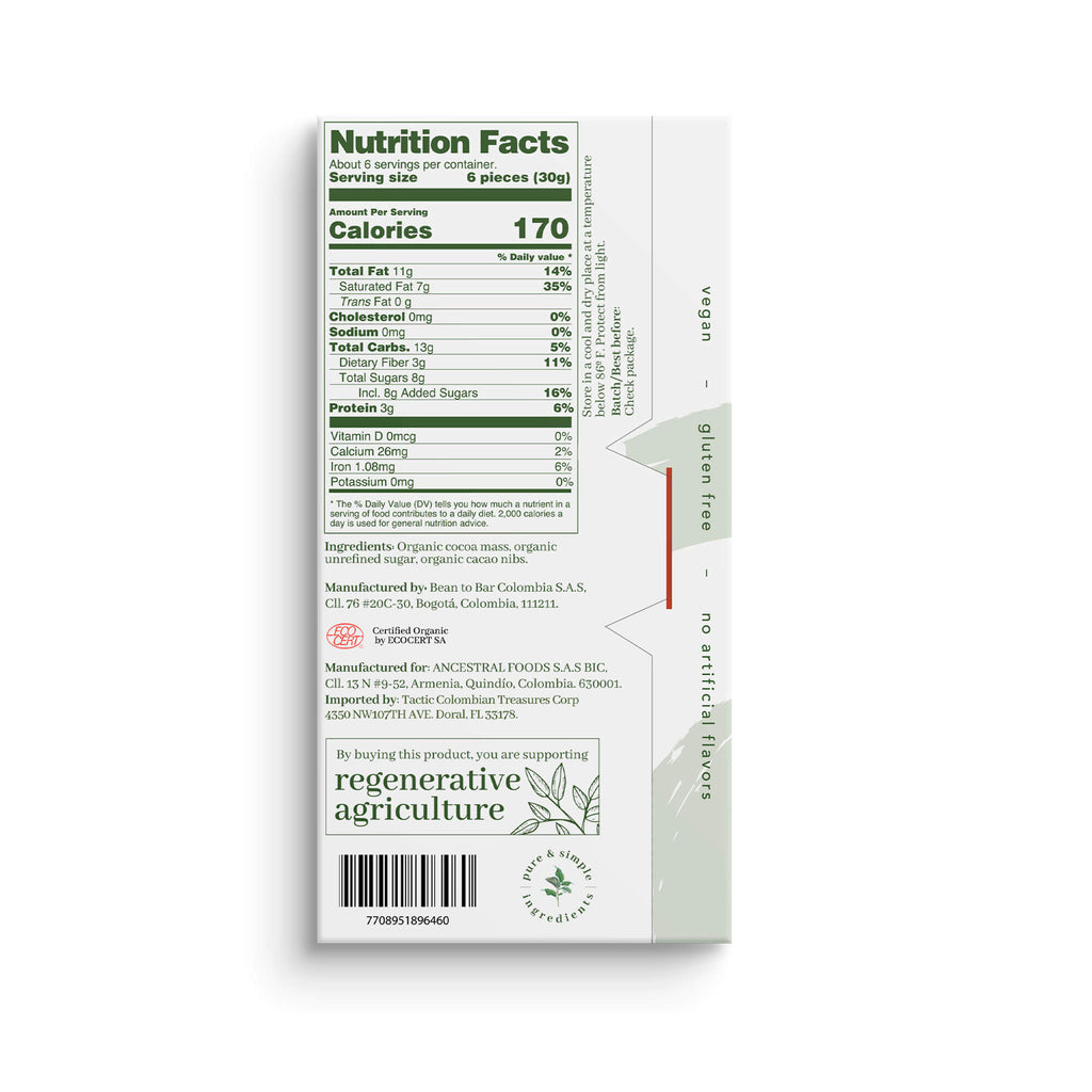 Organic Dark Chocolate Bar with Cacao Nibs